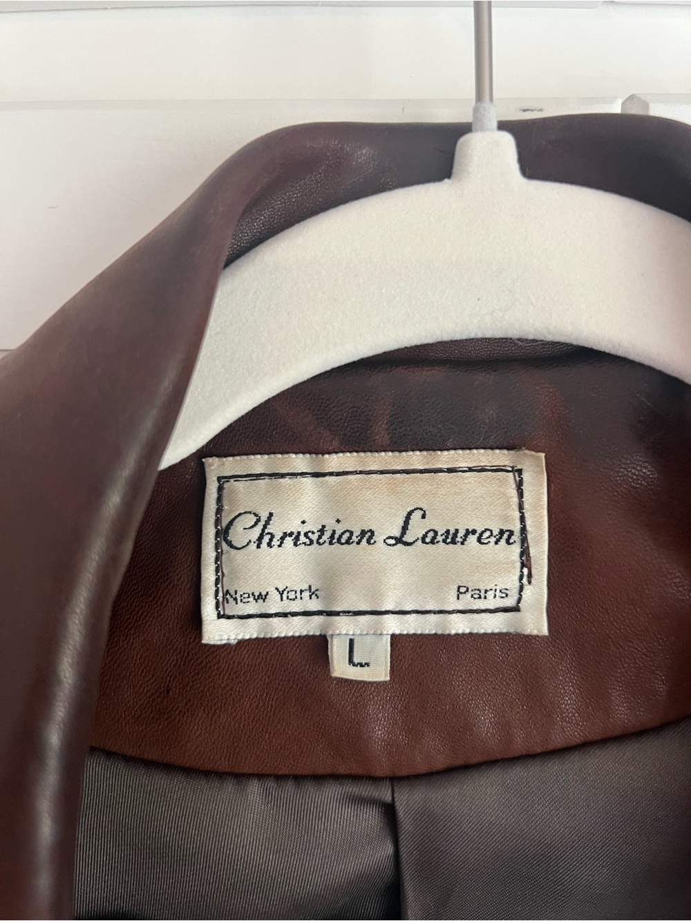 Christian Lauren Vintage Brown Leather Cropped Biker Jacket with Belt - Picture 3 of 9